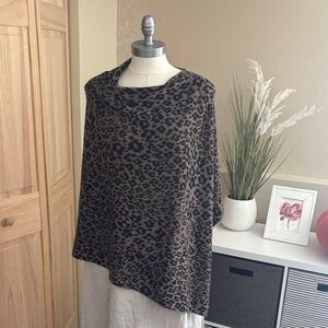 Leopard Print Poncho Cape in Brown and Black